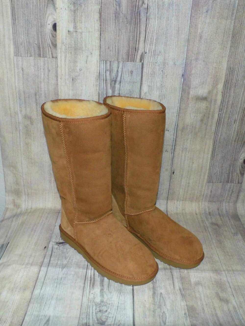 UGG Classic Tall Chestnut Suede/Sheepskin Boots Womens Size 10